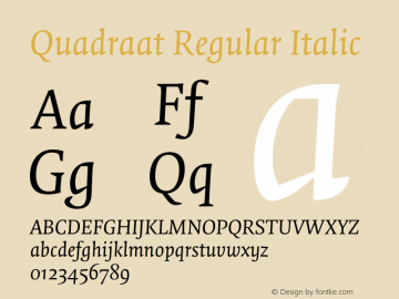 Quadraat Italic Version 8.001 | wf-rip DC20190125 Font Sample
