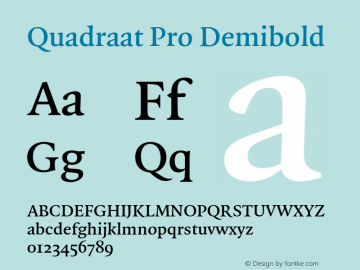 QuadraatPro-Demibold Version 7.504; 2011; Build 1024 Font Sample