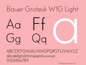 Bauer Grotesk W1G Light Version 7.700, build 1040, FoPs, FL 5.04图片样张