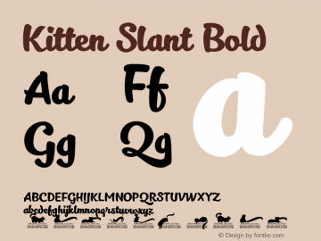 Kitten Slant Bold Version 1.000 Font Sample