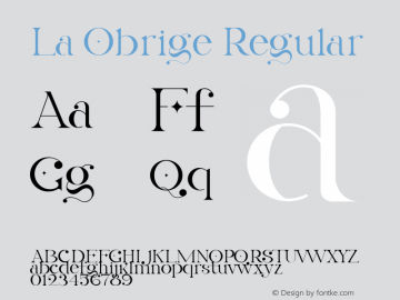 La Obrige Version 1.00;February 17, 2021;FontCreator 12.0.0.2525 64-bit Font Sample