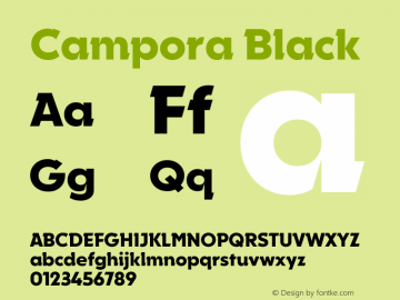 Campora Black Version 1.000 Font Sample