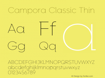 Campora Classic Thin Version 1.000;hotconv 1.0.109;makeotfexe 2.5.65596图片样张