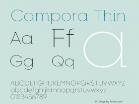 Campora Thin Version 1.000;hotconv 1.0.109;makeotfexe 2.5.65596图片样张