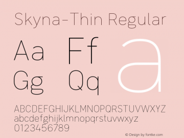 Skyna W03 Thin Version 1.00 Font Sample