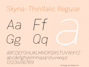 Skyna W05 Thin Italic Version 1.00图片样张