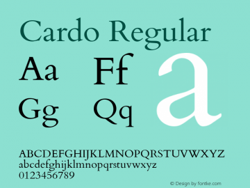 Cardo Regular Version 1.56; 2001 Font Sample