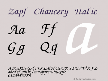 Zapf Chancery Italic 001.007 Font Sample