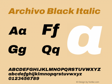 Archivo Black Italic Version 2.001 Font Sample