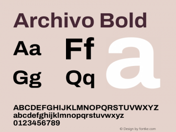 Archivo Bold Version 2.001 Font Sample