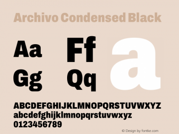 Archivo Condensed Black Version 2.001 Font Sample
