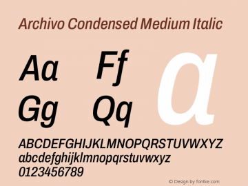 Archivo Condensed Medium Italic Version 2.001图片样张