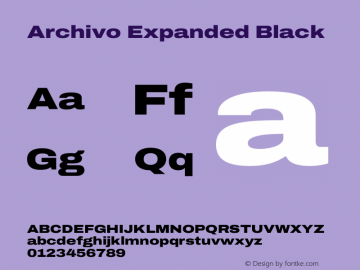 Archivo Expanded Black Version 2.001 Font Sample