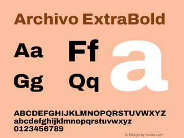 Archivo ExtraBold Version 2.001 Font Sample
