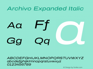 Archivo Expanded Italic Version 2.001图片样张