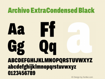Archivo ExtraCondensed Black Version 2.001 Font Sample