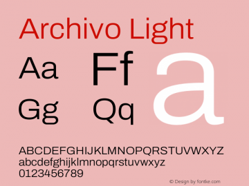 Archivo Light Version 2.001 Font Sample