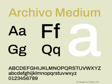 Archivo Medium Version 2.001 Font Sample