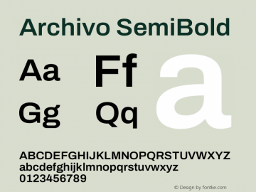 Archivo SemiBold Version 2.001 Font Sample