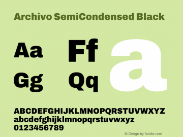 Archivo SemiCondensed Black Version 2.001 Font Sample