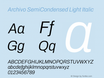 Archivo SemiCondensed Light Italic Version 2.001图片样张