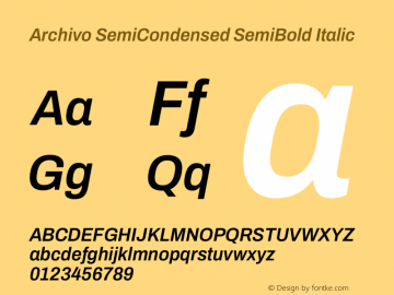 Archivo SemiCondensed SemiBold Italic Version 2.001图片样张