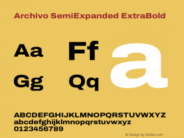 Archivo SemiExpanded ExtraBold Version 2.001 Font Sample