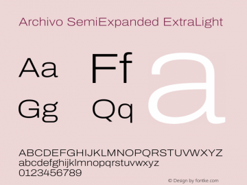 Archivo SemiExpanded ExtraLight Version 2.001 Font Sample