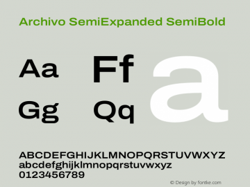 Archivo SemiExpanded SemiBold Version 2.001 Font Sample