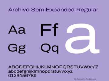 Archivo SemiExpanded Regular Version 2.001 Font Sample