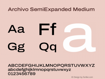 Archivo SemiExpanded Medium Version 2.001 Font Sample