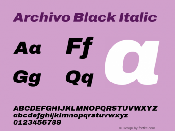 Archivo Black Italic Version 2.001; ttfautohint (v1.8.3)图片样张