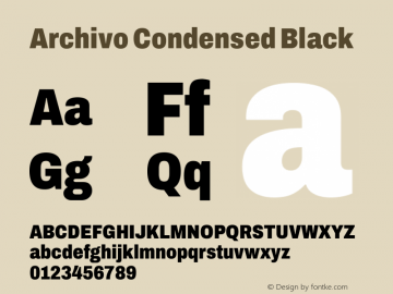 Archivo Condensed Black Version 2.001; ttfautohint (v1.8.3) Font Sample