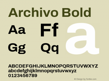 Archivo Bold Version 2.001; ttfautohint (v1.8.3) Font Sample