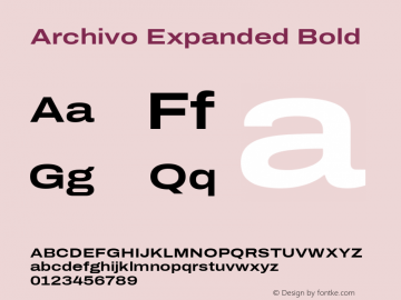 Archivo Expanded Bold Version 2.001; ttfautohint (v1.8.3)图片样张