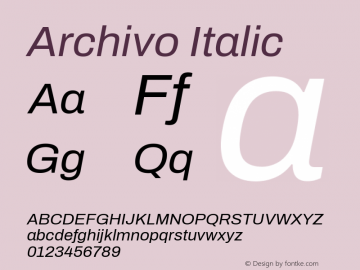 Archivo Italic Version 2.001; ttfautohint (v1.8.3) Font Sample