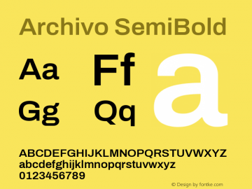 Archivo SemiBold Version 2.001; ttfautohint (v1.8.3)图片样张