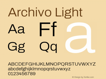 Archivo Light Version 2.001; ttfautohint (v1.8.3)图片样张