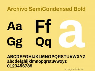 Archivo SemiCondensed Bold Version 2.001; ttfautohint (v1.8.3)图片样张