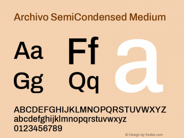 Archivo SemiCondensed Medium Version 2.001; ttfautohint (v1.8.3)图片样张