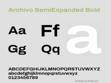 Archivo SemiExpanded Bold Version 2.001; ttfautohint (v1.8.3) Font Sample