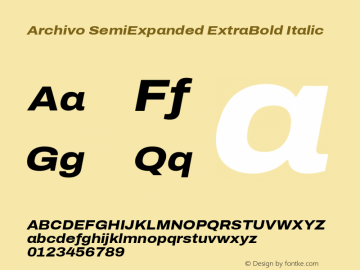 Archivo SemiExpanded ExtraBold Italic Version 2.001; ttfautohint (v1.8.3) Font Sample