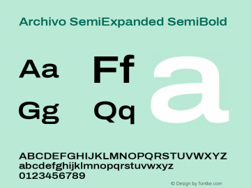 Archivo SemiExpanded SemiBold Version 2.001; ttfautohint (v1.8.3) Font Sample