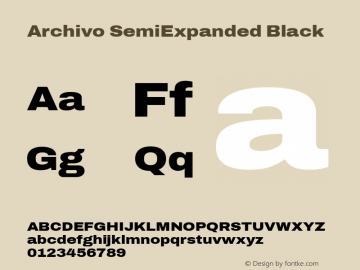 Archivo SemiExpanded Black Version 2.001; ttfautohint (v1.8.3) Font Sample