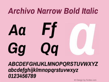 Archivo Narrow Bold Italic Version 3.000图片样张