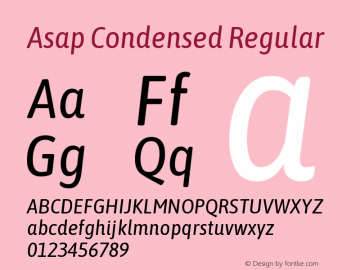 Asap Condensed Regular Version 1.010 Font Sample