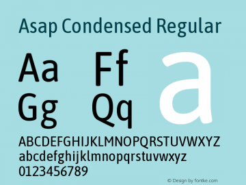 Asap Condensed Regular Version 1.010 Font Sample
