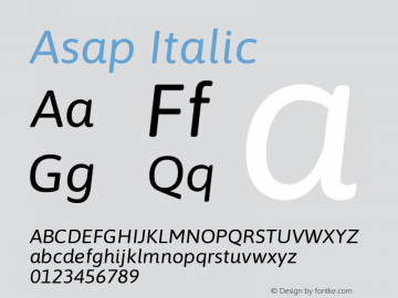 Asap Italic Version 3.001 Font Sample