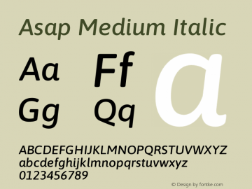 Asap Medium Italic Version 3.001 Font Sample