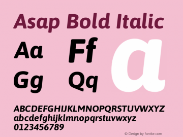 Asap Bold Italic Version 3.001图片样张